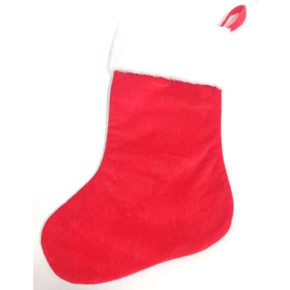 18" Red Velvet Christmas Stockings with White Plush Cuff Monogram Letter P - Picture 2 of 10